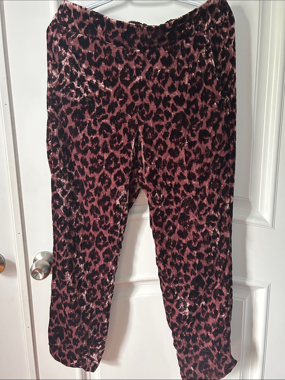 J. Crew Velour Mauve/Pink Leopard Print  Pants